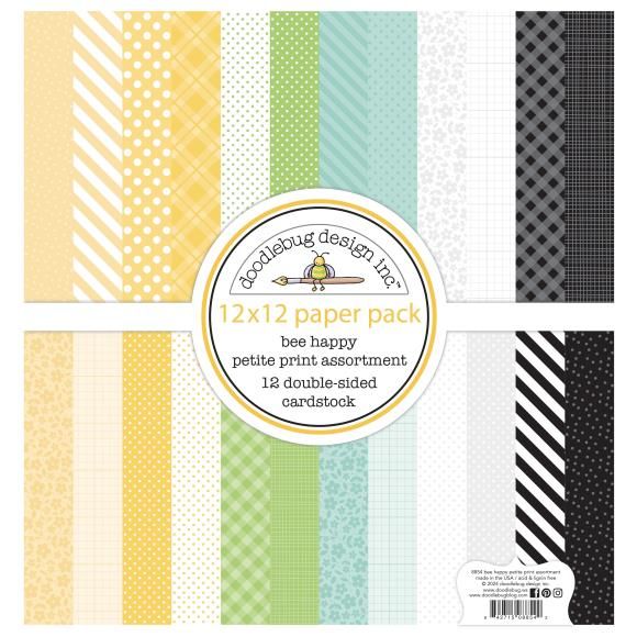 N Doodlebug Petite Prints Double-Sided Cardstock 12&quot;X12&quot; Bee Happy