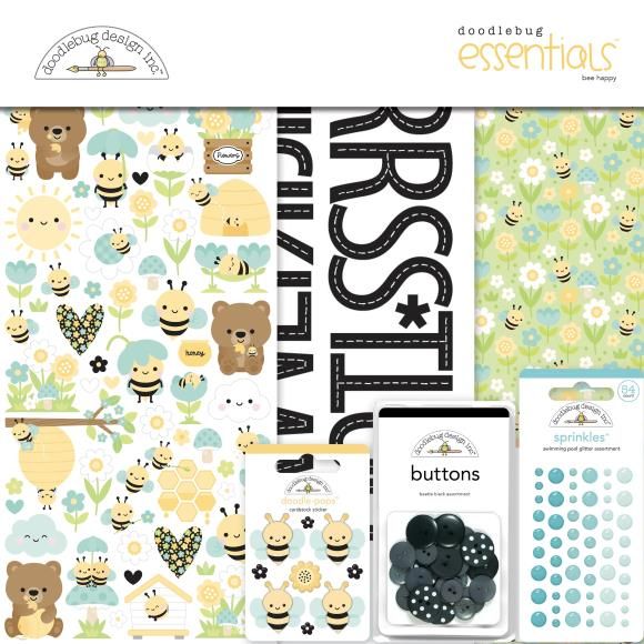 N Doodlebug Essentials Page Kit 12&quot;X12&quot; Bee Happy