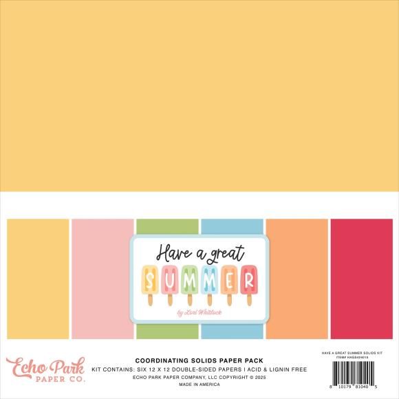 EP Echo Park Solids Collection Kit 12&quot;X12&quot; Have A Great Summer
