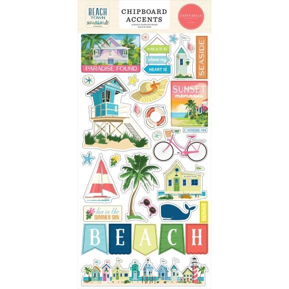 Carta Bella Chipboard 6&quot;X13&quot; Accents, Beach Town