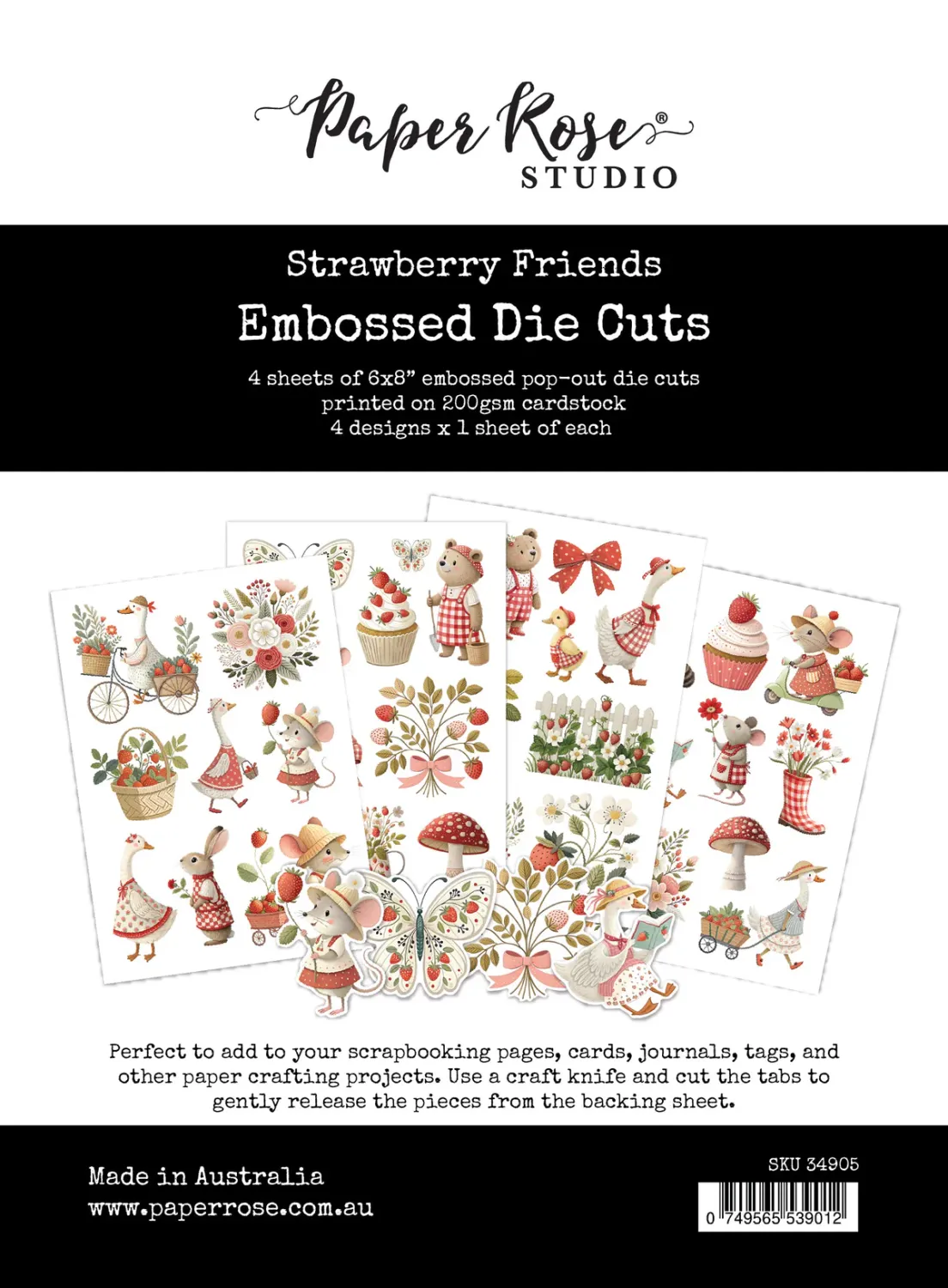 EC Strawberry Friends Embossed Die Cuts