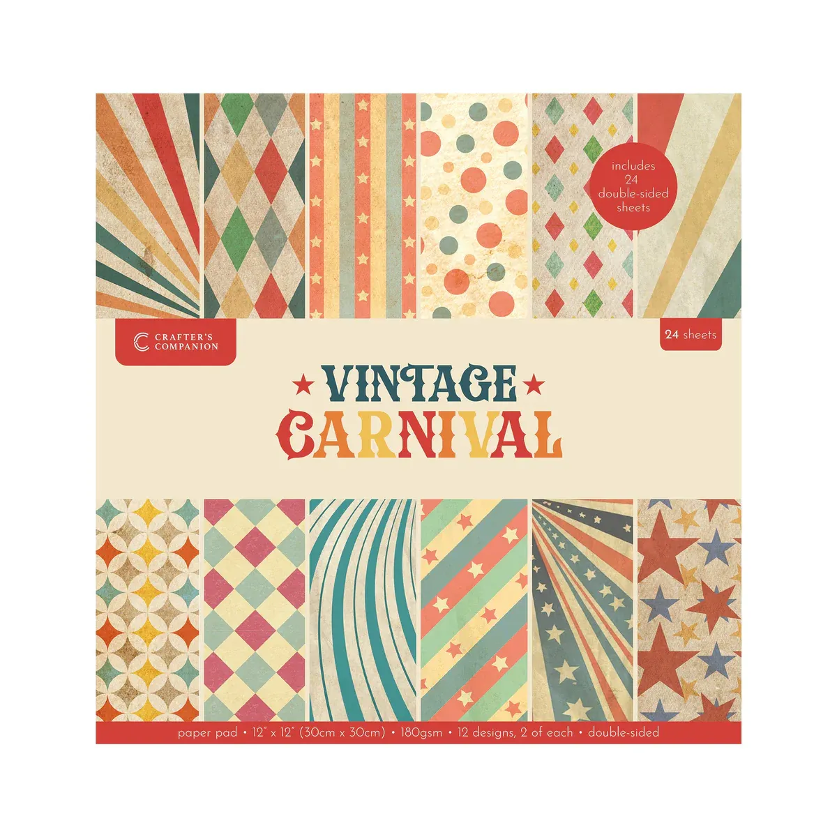 Vintage Carnival 12” x 12” Paper Pad