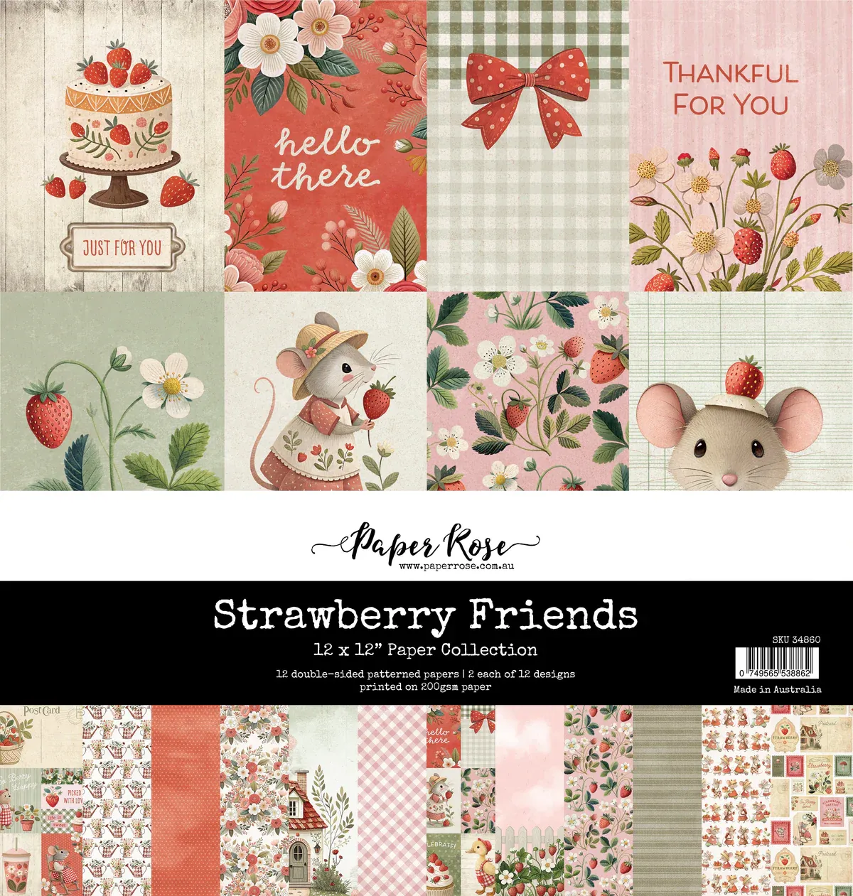 Strawberry Friends 12x12 Paper Collection