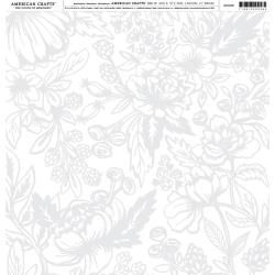 N American Crafts Brands Everyday Cardstock 12&quot; X12&quot; Gray &amp; White Floral Wedding