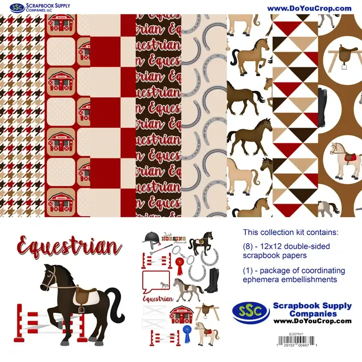 F SSC Equestrian 12x12 Scrapbook Paper &amp; Embellishment Kit