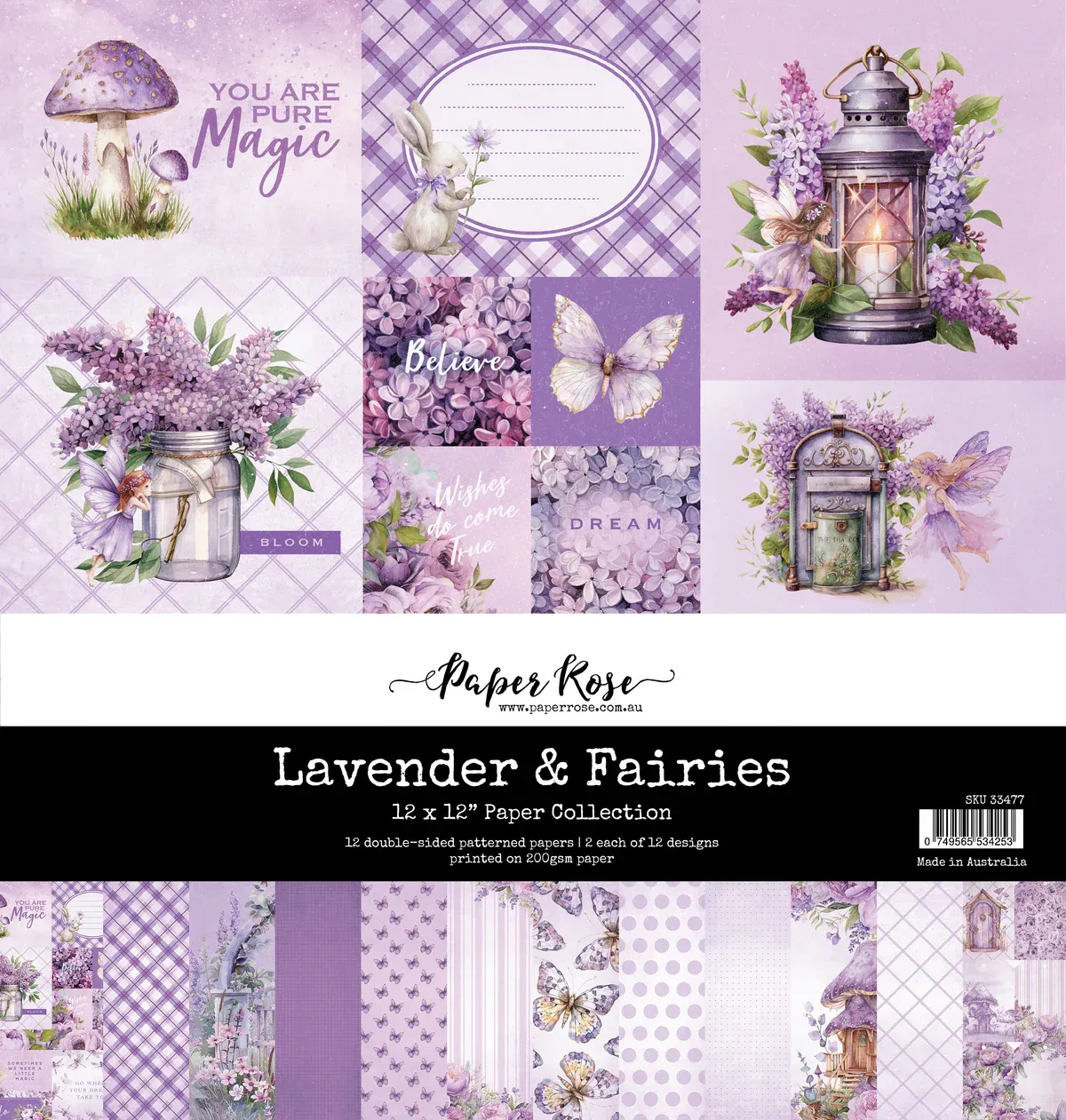 Paper Rose Studio Lavender &amp; Fairies 12x12 Paper Collection