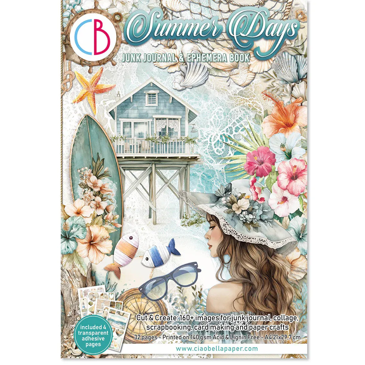 EC CIao Bella Summer Days Junk Journal &amp; Ephemera Book A4