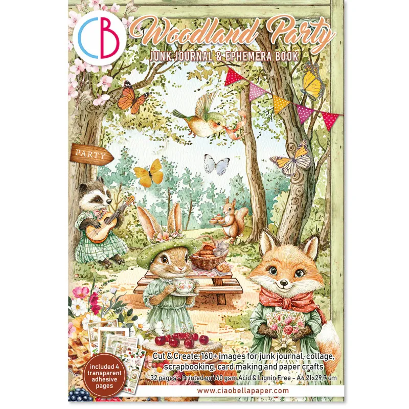 EC Ciao Bella Woodland Party Junk Journal &amp; Ephemera Book A4