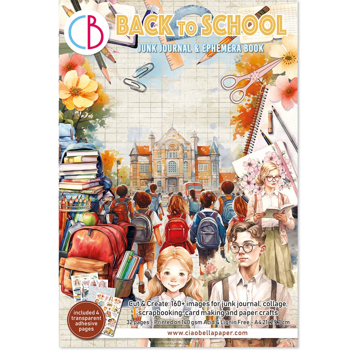 EC Ciao Bella Back To School Junk Journal &amp; Ephemera Book A4