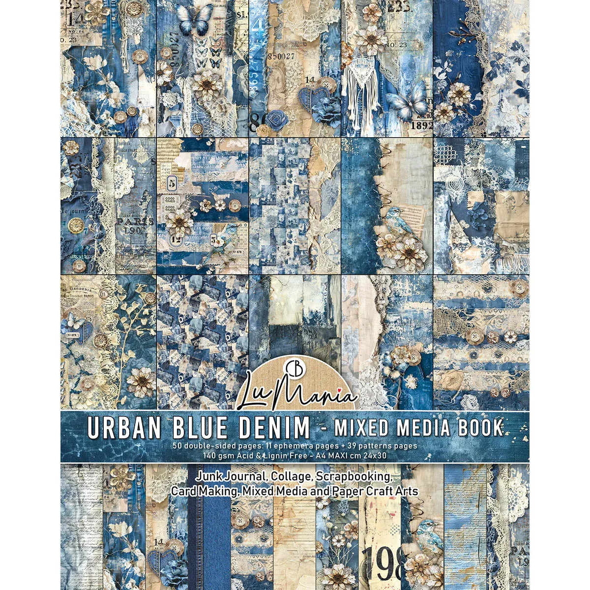 EC Ciao Bella Mixed Media Book Urban Blue Denim A4 Maxi