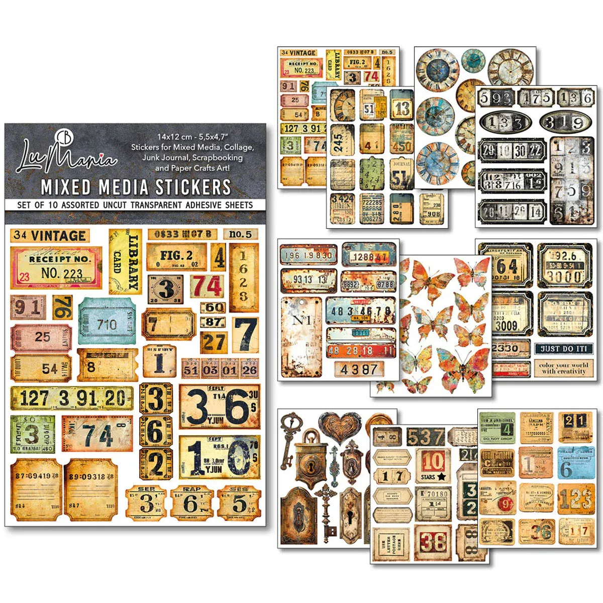 Ciao Bella Mixed Media Sticker Set 10/Pkg Grungy Tags