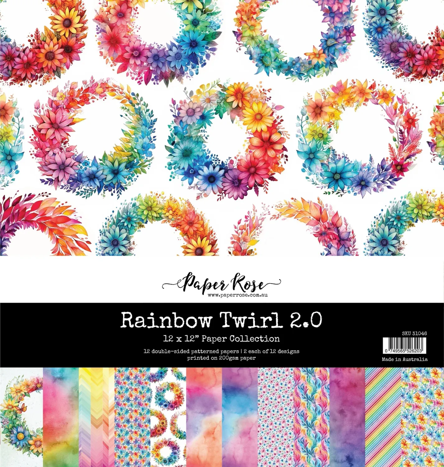 Paper Rose Rainbow Twirl 2.0 12&quot; X12&quot; Paper Collection