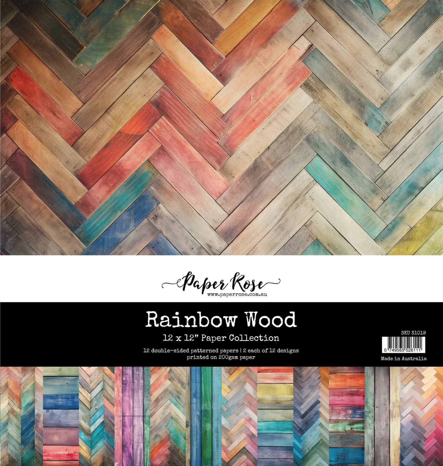 Paper Rose Rainbow Wood 12&quot; X12&quot; Paper Collection
