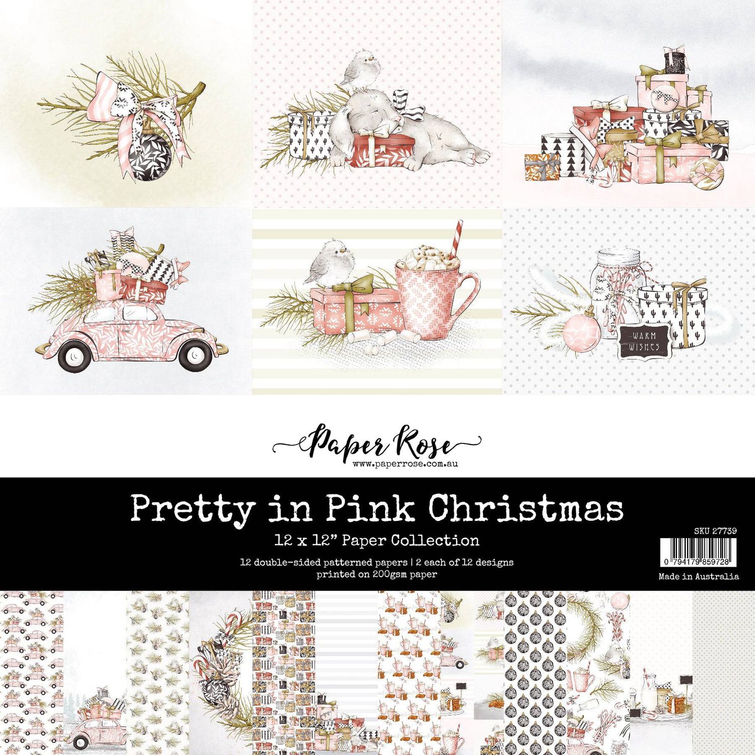 Paper Rose Pretty In Pink Christmas 12&quot; X12&quot; Paper Collection