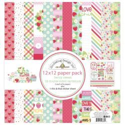 N Doodlebug Double-Sided Paper Pack 12&quot;X12&quot; 12/Pkg Berry Sweet