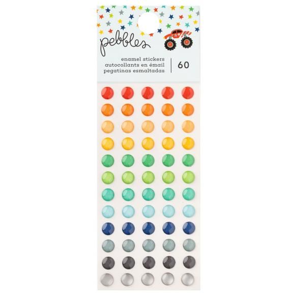 N Pebbles Cool Boy Enamel Dots 60/Pkg Silver Foil