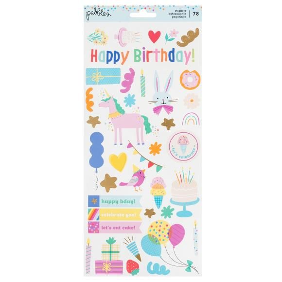 N Pebbles All The Cake Cardstock Stickers 6&quot; X12&quot; 78/Pkg W/Foil Accents