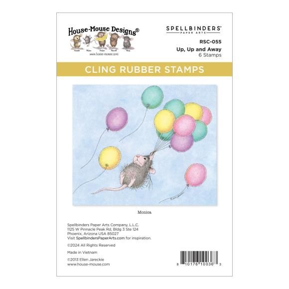 N House Mouse Cling Rubber Stamp Up, Up And Away, Rare Bloom
