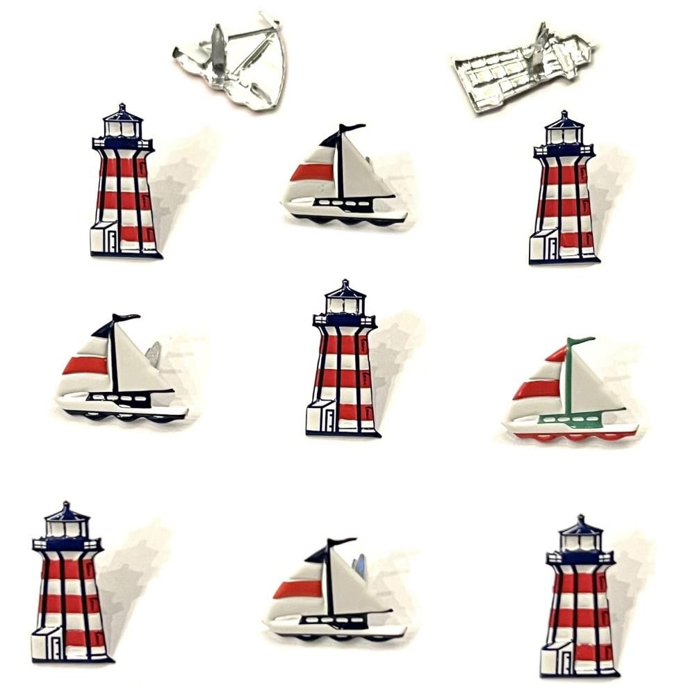 N Eyelet Outlet Shape Brads 12/Pkg Boat &amp; Lighthouse