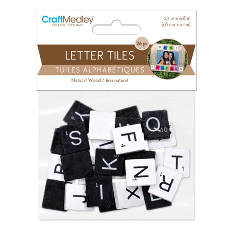 GB Multicraft CraftMedley Letter Tiles Black And White 26 Pieces