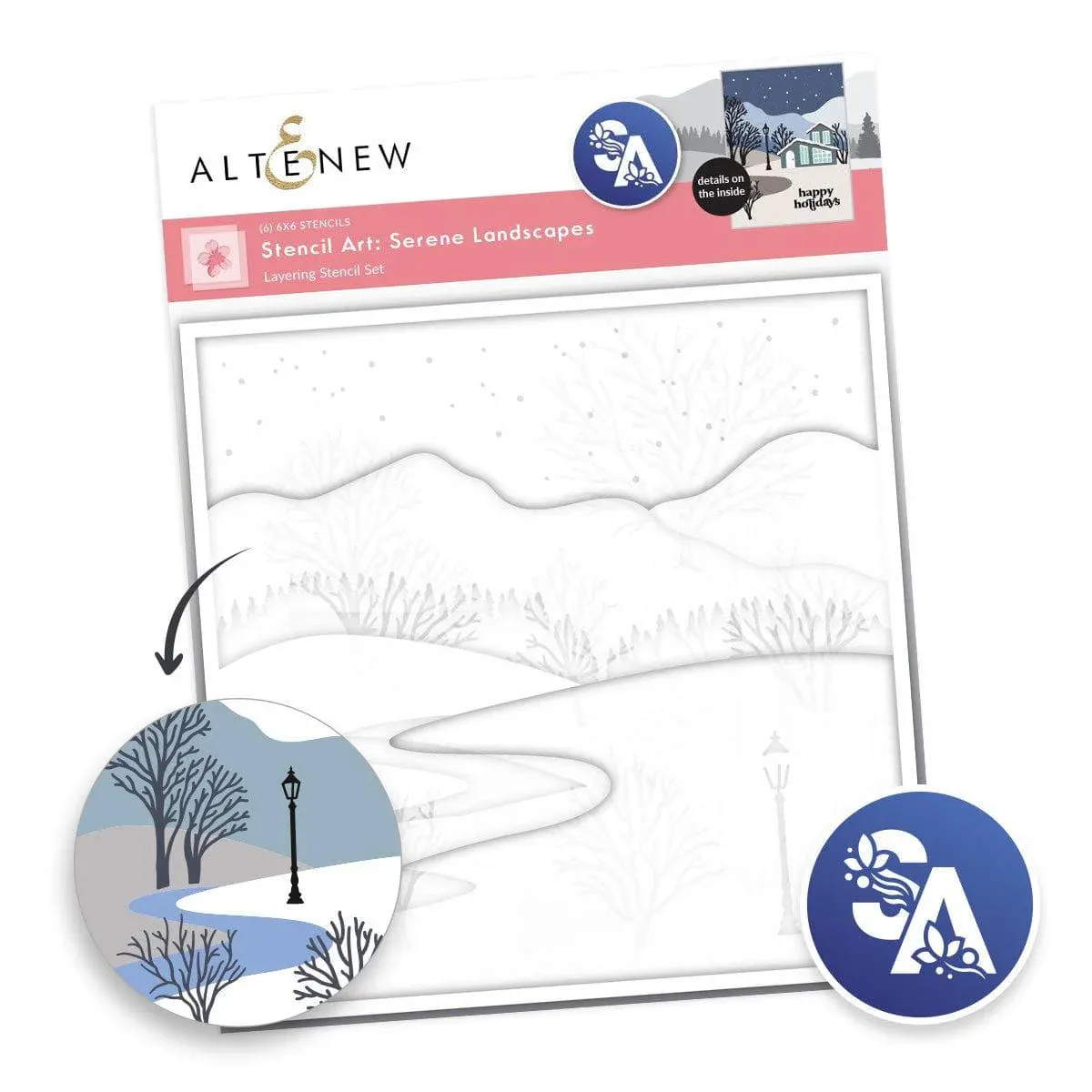 ATW Stencil Art: Serene Landscape Layering Stencil Set (6 In 1)