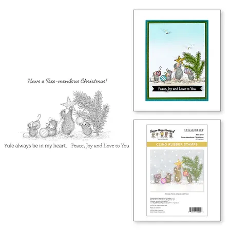SB Tree-mendous Christmas Cling Rubber Stamp Set From The House-Mouse Tree-mendous Christmas Collection