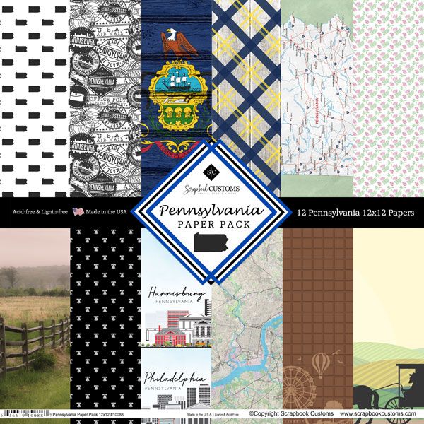 SC Pennsylvania 12&quot; X12&quot; Double-Sided Paper Pack