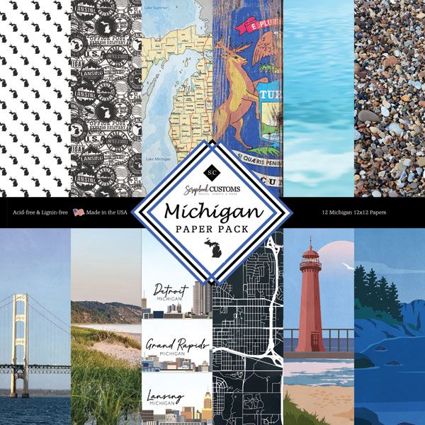 SC Michigan 12&quot; X12&quot; Double-Sided Paper Pack