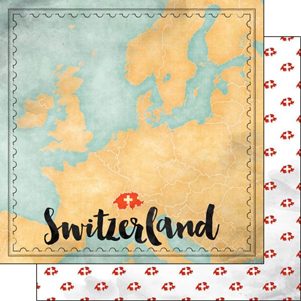 SC Switzerland Map Sights Double-Sided Paper 12&quot; X12&quot;