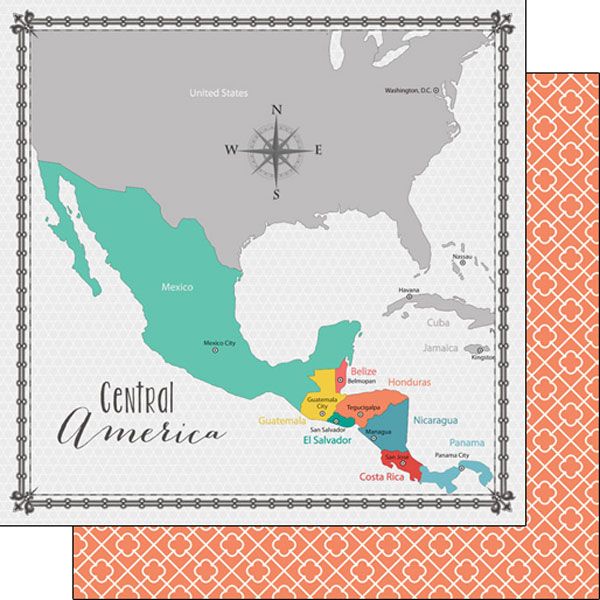 SC Central America Memories Map Double-Sided 12&quot; X12&quot;