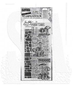 SA Tim Holtz Mixed-Media Stamps &amp; Stencil Set: Tiny Toadstools