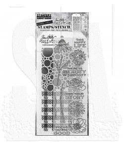 SA Tim Holtz Mixed-Media Stamps &amp; Stencil Set:  Flower Garden