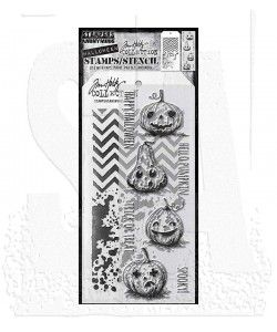 SA Tim Holtz Mixed-Media Stamps &amp; Stencil Set - THMM127 Pumpkinhead