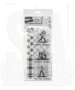 SA Tim Holtz Mixed-Media Stamps &amp; Stencil Set: Holiday Sketchbook