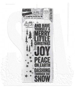 SA Tim Holtz Mixed-Media Stamps &amp; Stencil Set: Bold Tidings