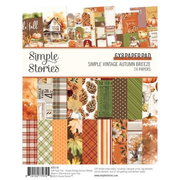N Simple Stories Double-Sided Paper Pad 6&quot; X8&quot; 24/Pkg Simple Vintage Autumn Breeze