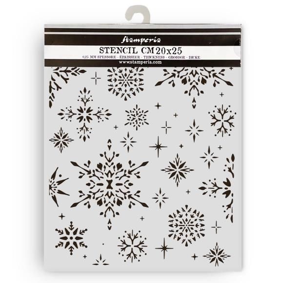 N Stamperia Stencil 7.87&quot; X9.84&quot; The Owl&#39;s House Snowflakes