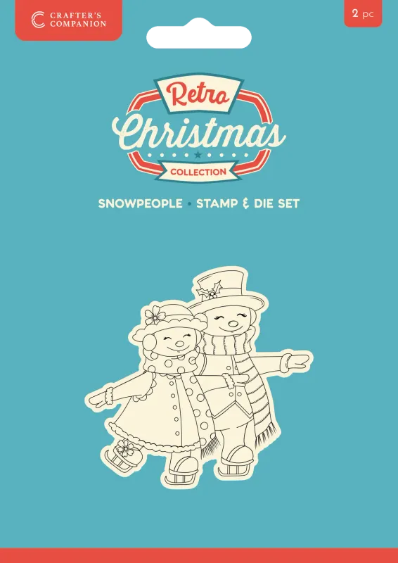 EC Crafter&#39;s Companion Retro Christmas Collection Stamp &amp; Die Set Snowpeople