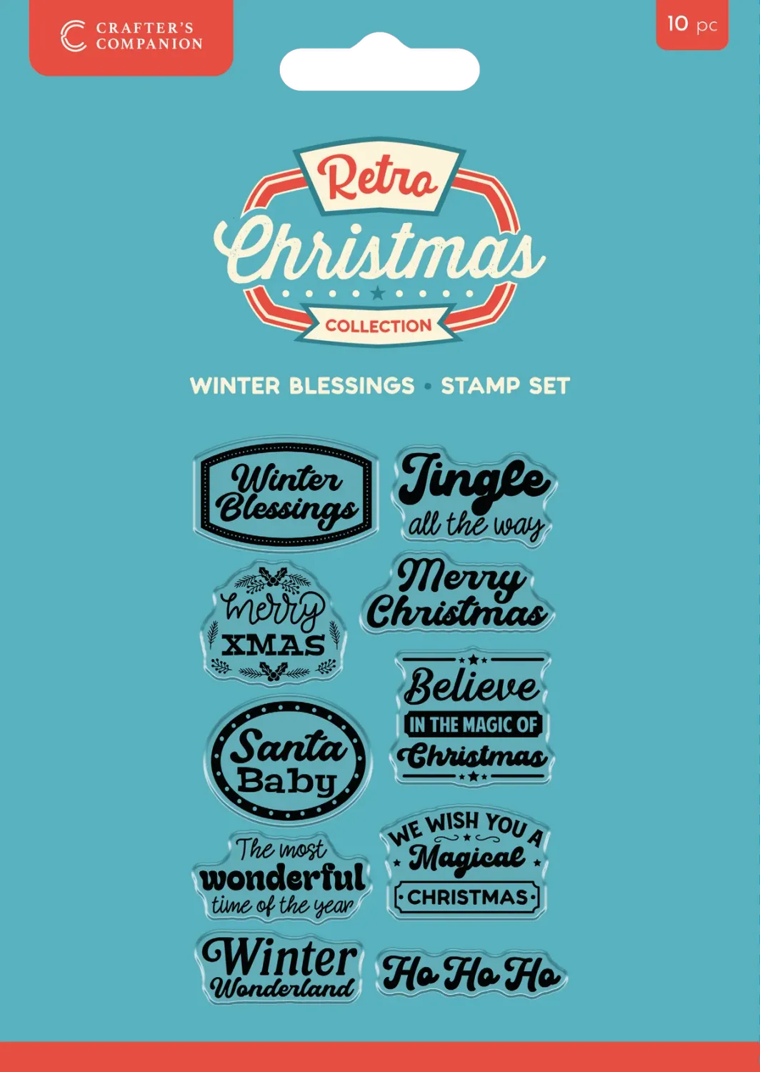 EC Crafter&#39;s Companion Retro Christmas Collection Clear Acrylic Stamp Set Winter Blessings