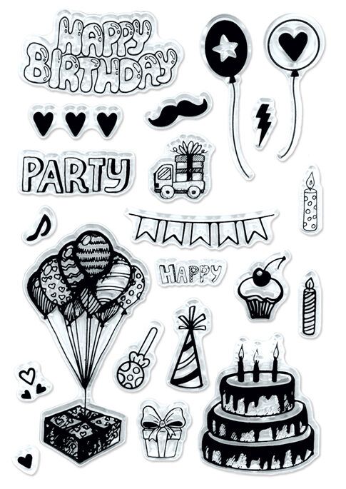 GB Multicraft Forever In Time Clear Stamps Happy Birthday