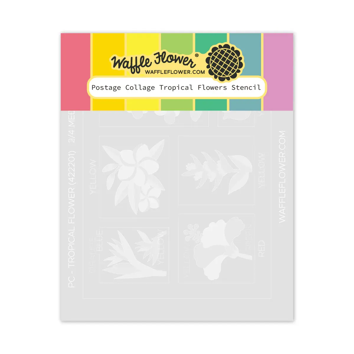WF Postage Collage Tropical Flowers Stencil