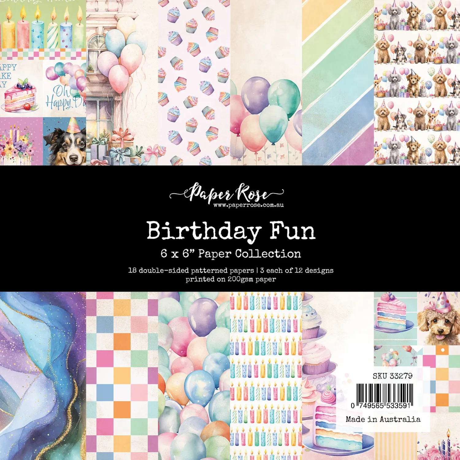 Paper Rose Studio Birthday Fun Basics 6x6 Paper Collection