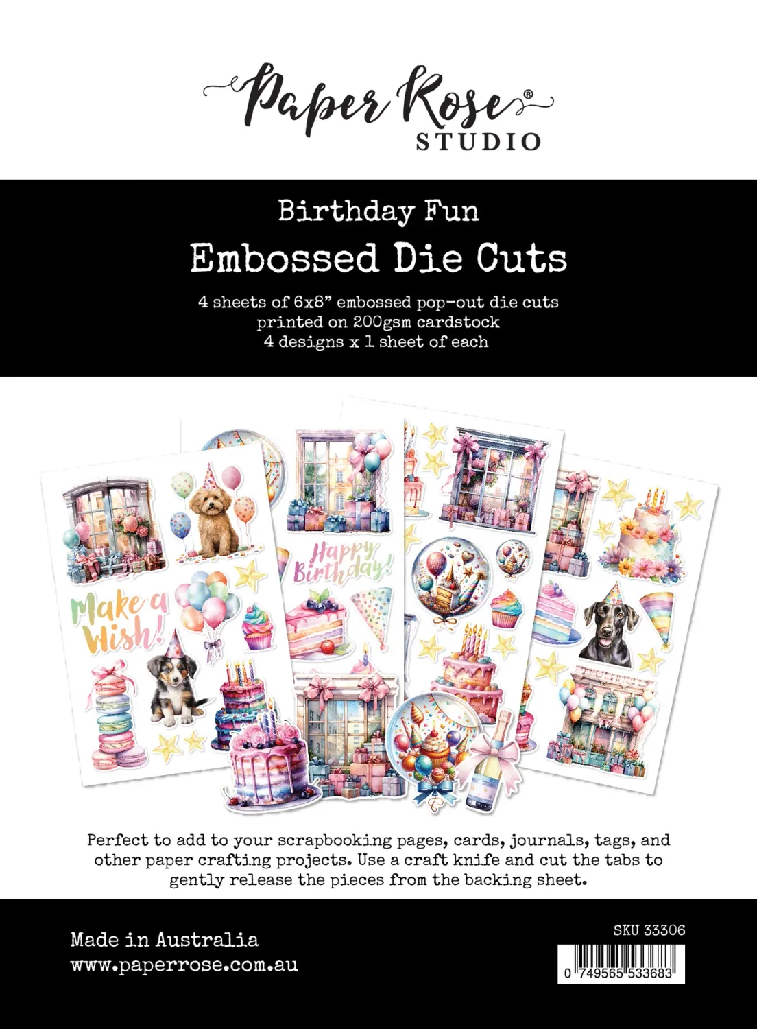 Paper Rose Studio Birthday Fun Embossed Die Cuts