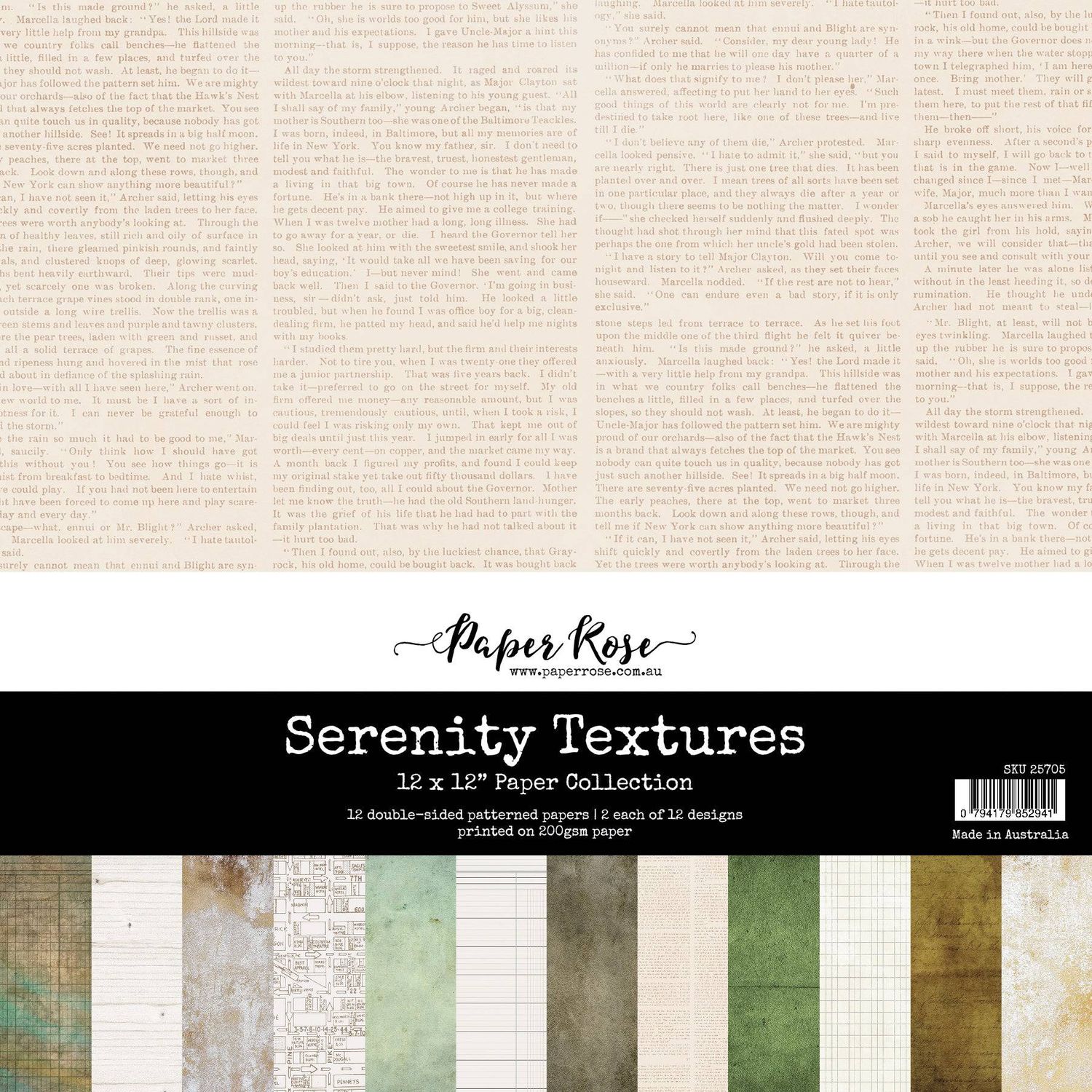 Paper Rose Studio Serenity Textures 12x12 Paper Collection