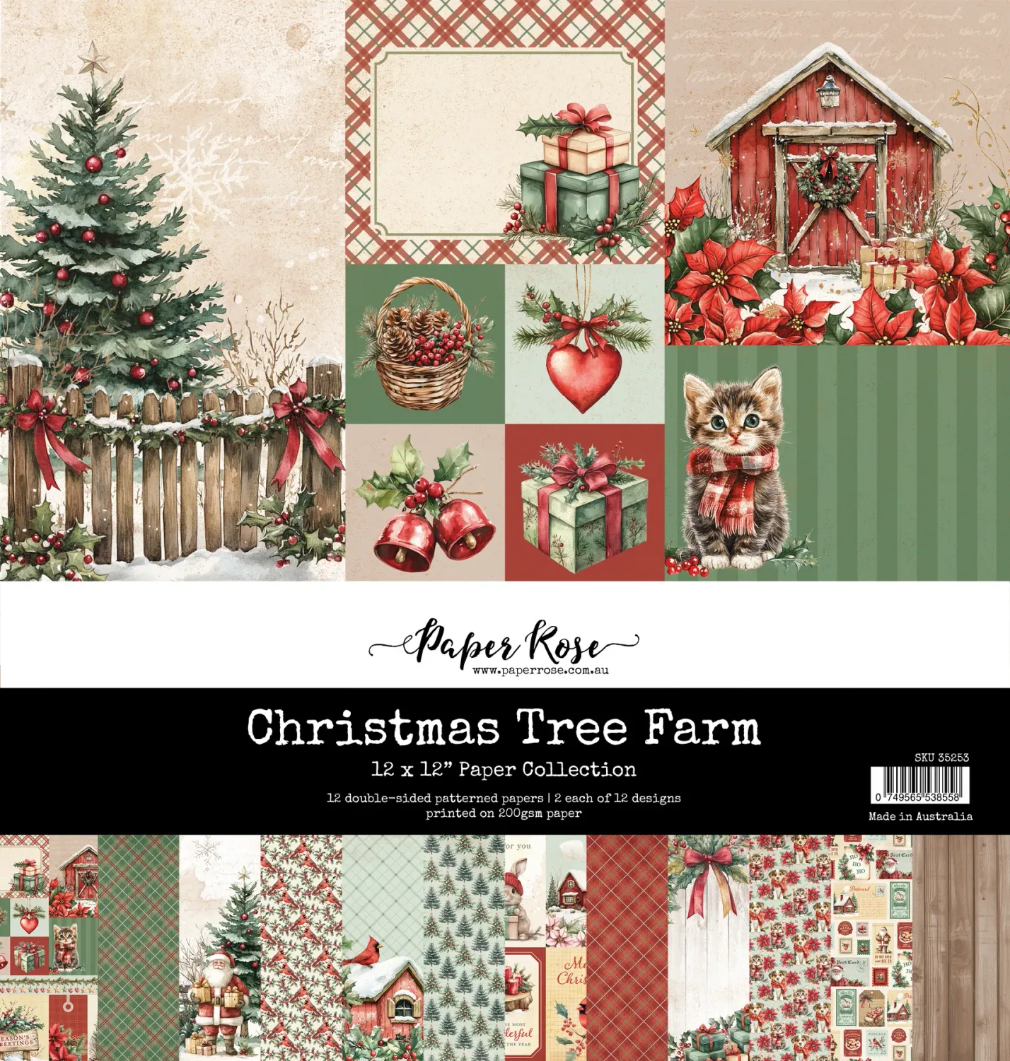 Paper Rose Studio Christmas Tree Farm 12x12 Paper Collection