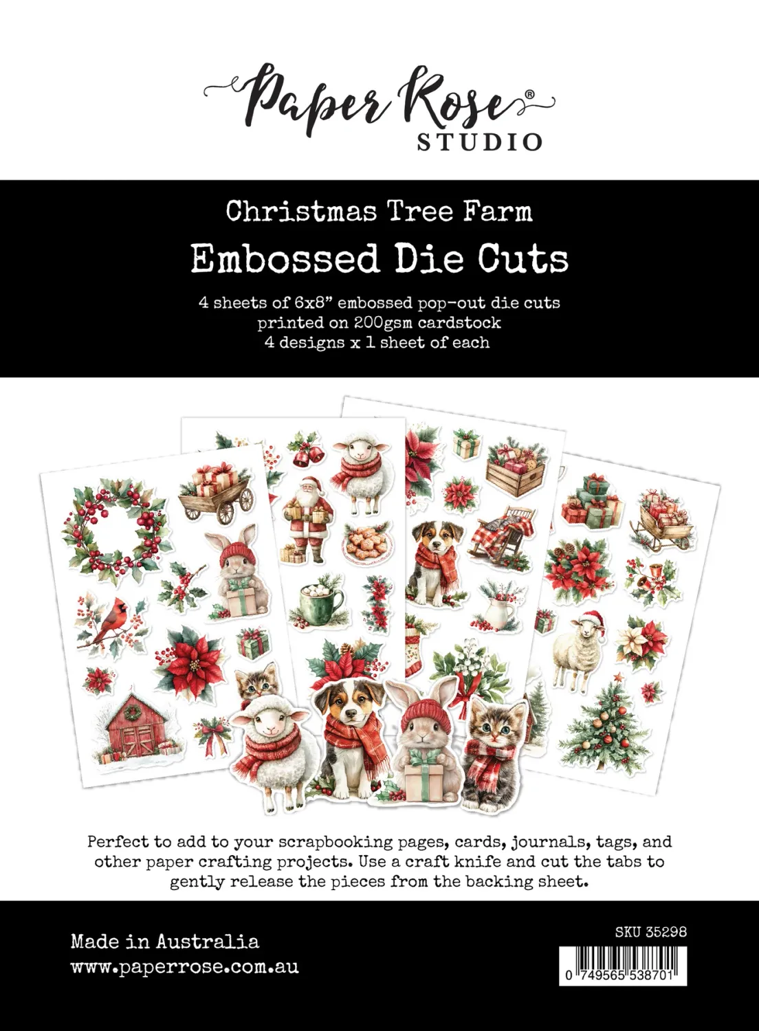 Paper Rose Studio Christmas Tree Farm Embossed Die Cuts