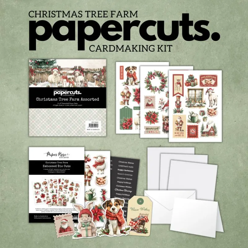 Paper Rose Studio Papercuts Cardmaking Kit Christmas Tree Farm
