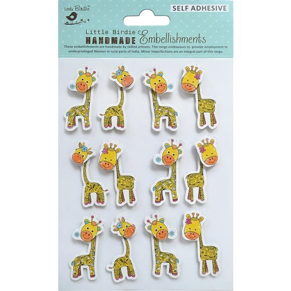 N Little Birdie 3D Embellshment 12/Pkg Doodle Giraffe 12/Pkg Doodle Giraffe