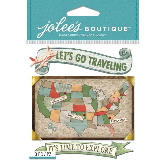 N Jolee&#39;s Boutique Themed Embellishment USA Map