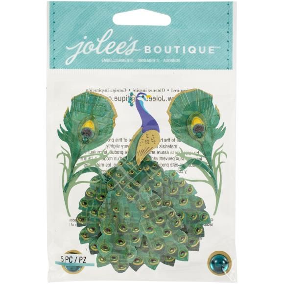 N Jolee&#39;s Boutique Themed Embellishment Peacock